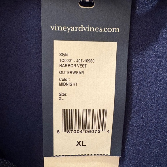 Men's Vinyard Vines XL Harbor Vest- Navy Blue. Brand new with tags - Picture 8 of 8